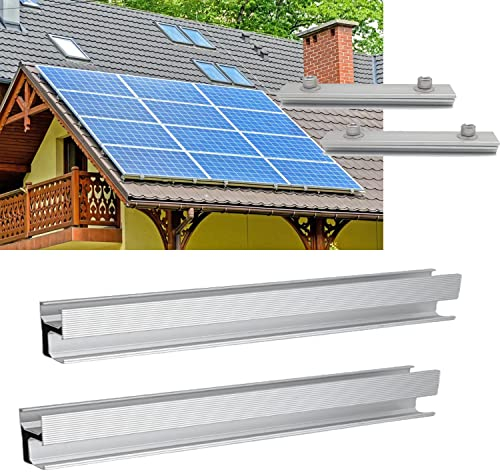 Warmfay Solarmodul Halterung Aluprofil,4 X1150mm Montageschiene,2 X Profilverbinder,PV-Modul Montageset,Dachhaken Photovoltaik Dachziegel
