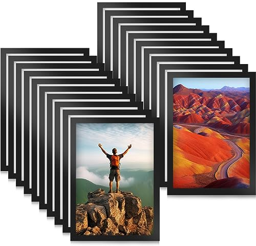 20pcs A4 Marco Magnético Autoadhesivo, Información Marco Negro, Pantalla Impermeable, Fundas para Letreros,Licencia, Fotos, Documento,Paredes y Ventanas,Cierre Magnético,Funda Magnética(32.5x24cm)