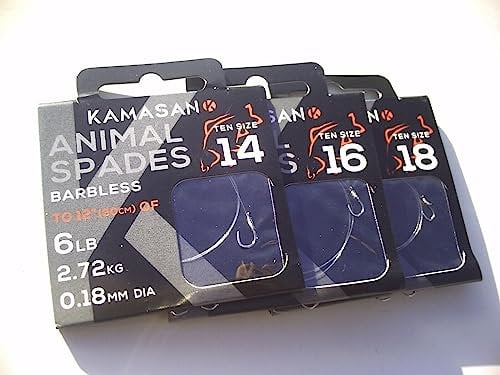 ADVANCED ANGLING SOLUTIONS LTD KAMASAN ANIMAL BARBLESS X STRONG HOOKS TO NYLON (SIZE 12)