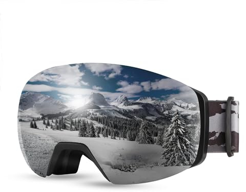 FEISEDY Skibrille OTG Herren Damen mit Magnetische Wechselglas 100% UV-Schutz Antibeschlag Snowboard Brille Schneebrille für Brillenträger Skifahren Radfahren Winter Outdoor Sport B0020