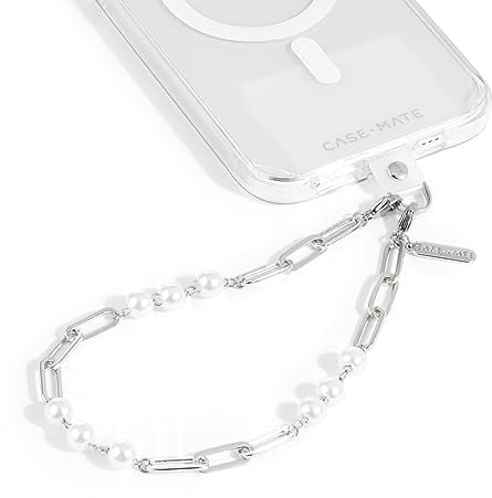 Case-Mate Porte-clés pour téléphone portable avec perles argentées - Cordon amovible pour téléphone portable - Dragonne mains libres - Sangle réglable pour téléphone portable pour femme - iPhone 15