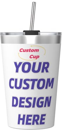 Gobelet personnalisé en acier inoxydable avec texte photo, tasses personnalisées, tasse à café de voyage 12 oz thermos avec paille conique, cadeaux personnalisés pour anniversaire, Noël, anniversaire