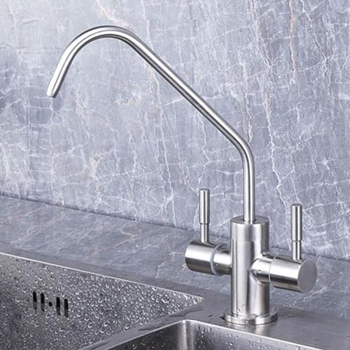 Grifo Cocina Osmosis Doble Salida de Agua 2 Mandos Grifo Pure Acero Inoxidable Cepillado-C