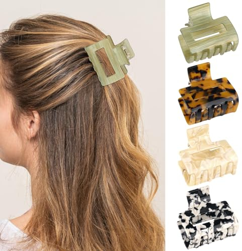 4 Stück Haarklammer, Mittelgroß Haarklammer Eckig, Rutschfeste Claw Clip, Modisches Leoparden Haarspange Geeignet für Frauen und Mädchen (streifen)