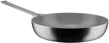 Alessi Convivio DC114/28 - Padella Alta a Manico Lungo in Trilamina, Adatta a Induzione, in Acciaio Inossidabile e PVD, Rivestimento Interno Antiaderente Ceramico, 28 cm, Satinata