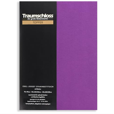 Traumschloss Edel-Jersey Spannbetttuch Topper | Mako Baumwolle mit Elasthan | Hautsympathisch, samtweich & angenehm zur Haut 180-200x200-220 violett