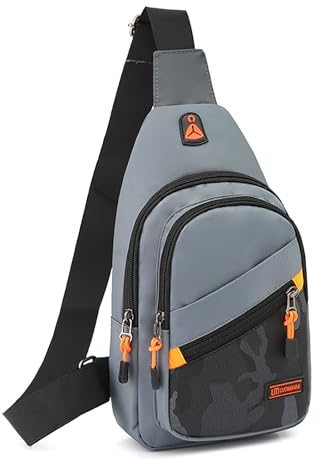 Imwell Unisex Anti-Diebstahl Sling Bag Herren Kleine Umhängetasche Wasserdicht Lässige Herrentasche mit USB-Ladeanschluss (Grau)