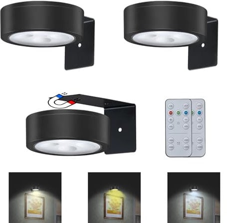 3Pcs Battery Paint Ping Art Display lights - Dimmable w/ Remote Timer & 3 Modes