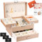 UCAMP Scatola Portagioie Donna a 3 Livelli,Porta Gioielli Donna,Gioielli Scatola Organizer Grande Scatola Portagioie da Viaggio,Cofanetto Portagioie per Anelli Bracciali Orecchini Collane,Beige