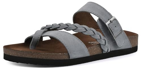 WHITE MOUNTAIN Women's Hazy Braided Signature Comfort-Molded Footbed Sandal, Blue Raspberry/Suede, 37.5 EU