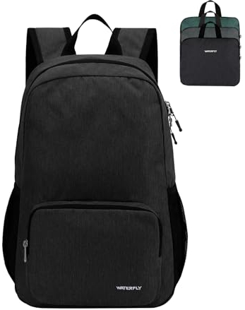 WATERFLY Rucksack Faltbar Tagesrucksack 20L: Wanderrucksack Faltrucksack Leicht Klapprucksack Daypack mit Rückenbelüftung für Wandern Reisen Städtetrips Herren Damen