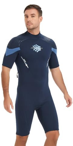 Jsnorklet Shorty Neoprenanzüge für Herren, 3 mm Reißverschluss hinten, Neopren, Tauchanzüge zum Tauchen, Schnorcheln, Surfen, Schwimmen
