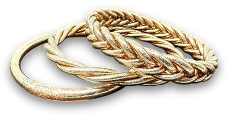 Yvelise Bracelet bouddhiste tressés & classique - Jonc certifié fait en Thailande - Authentique - Lot de 3 Champagne