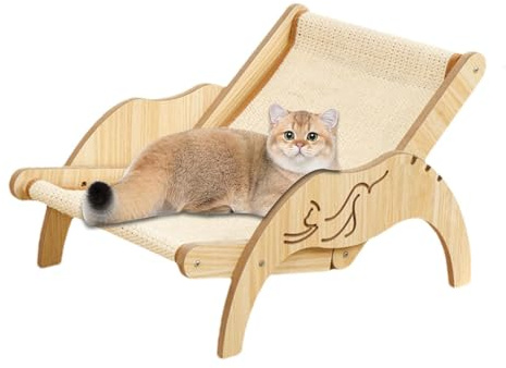 Katzensessel Sisal, Katzenstuhl Sisal - Hängematte für Strandstuhl für Katzen - für Hochbett für Kätzchen, gemütliche Sisalmatte, Katzenbett 3-Fach höhenverstellbar für