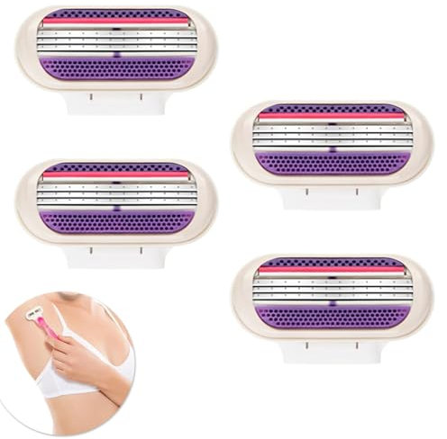 4 Pack Smooth Women's Venus Razor Blades, Replacement Razor Blades with Venus Extra Smooth Women’s Razor 3 Layer Blades, Pivoting Head for Effortless Glide Easy Install Durable Stainless Steel-Pink