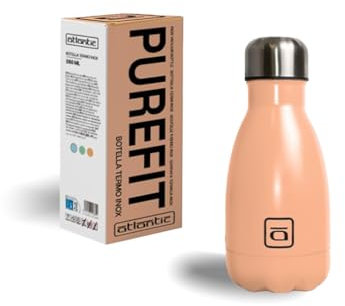 Botella de Agua Térmica de Acero Inoxidable Reutilizable, Sin BPA, 24H Fría/12H Caliente, Doble Pared, Hermética (Naranja, 260ml)