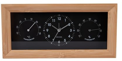 Karlsson Wecker Neat Rectangle - Schwarz - 26x5.4x12.8cm | Rechteck - skandinavisch - Bambus - Wecker für Schlafzimmer