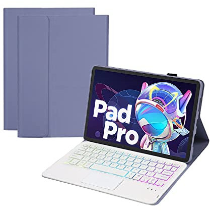 Keyboard Case for Lenovo Tab P11 (2nd Gen) 11.5 inch/Pad Plus 2023, Soft TPU Back Stand Cover, Magnetically Detachable Backlit Bluetooth Keyboard,Purple