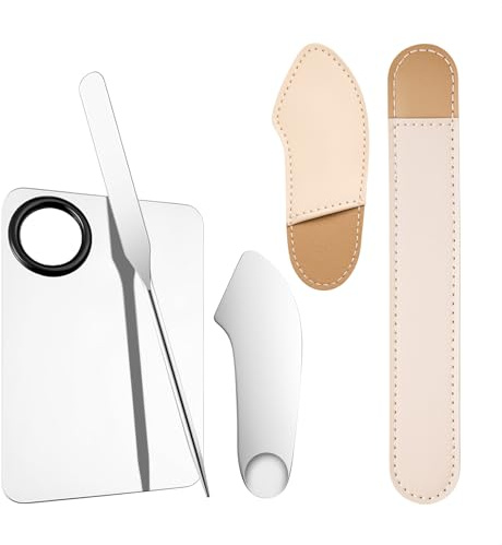 INCAUCA Palette de mélange de fond de teint avec spatule de maquillage, plateau mélangeur en métal, plaque de fond de teint pour maquillage liquide, mélange d'ongles, grattoir pour soins de la peau et