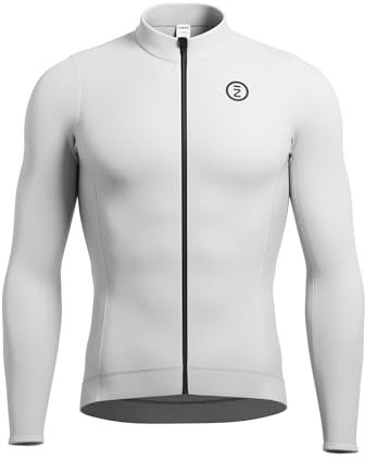 INBIKE Men's Thermal Cycling Jerseys Quick Dry MTB Long Sleeve Warm Fleece Winter Cycle Top for Outdoor Sports Bike Bicycle Elastic Windproof White-L