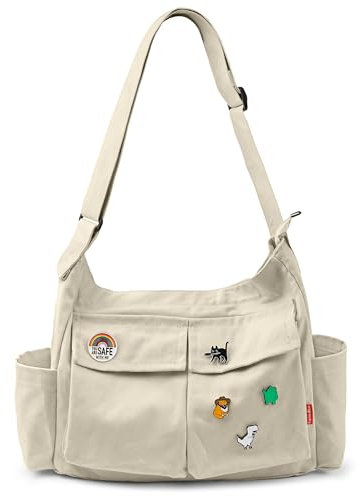 Captain Blues Canvas Messenger Bag Umhängetasche Crossbody Schulter Tote Hobo Bag für Frauen und Männer - Große Tasche mit mehreren Fächern (Khaki)