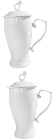 Ciieeo Mug with Lid 2pcs Milk Cup with Lid China Coffee Cup with Coffee Mug Ice Tea Mugs Narrow Fine Bone China Tea China Mug and Bottle s s White Ceramics