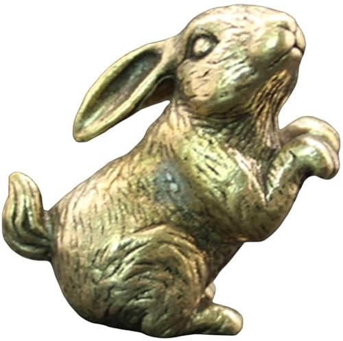 IMIKEYA Deko Messing Hase, Osterdeko Hasen Vintage Mini Hase Figuren Gold Miniatur Kaninchen Statue Messing Ornament für Osterdekoration Tischdeko Heimaccessoires