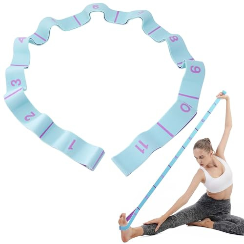 Yoga Stretching Band mit 11 Schlaufen, Hochelastischer Gymnastikband Trainingsband Fitnessband Yoga Stretching Strap für Männer und Frauen Bein Training, Fitness, Tanz, Pilates