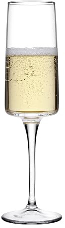 Pasabahce Set of 6 Iconic Clear Glass Champagne Flutes 19cl Elegant, Durable and Dishwasher Safe, Ideal for Sparkling Wine and Champagne