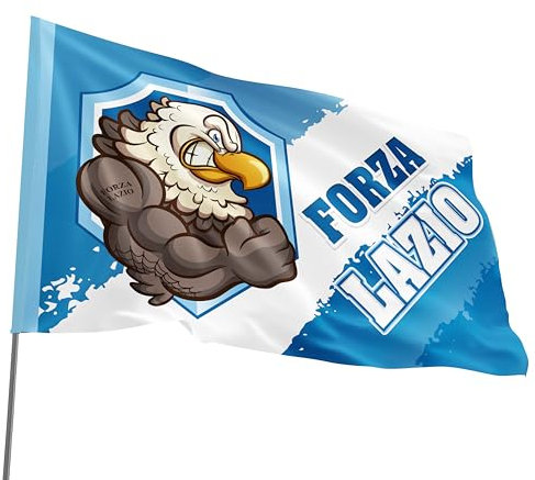 BANDIERA FORZA LAZIO - bandiera da stadio stampa Forza Lazio con asola laterale. formato 90X140 CM.