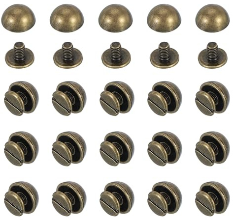 PATIKIL 20 Sets 3/8 Zoll Kuppel-Spike-Nieten Pilzkopf-Nieten Bronze | Mit rundem Kopf, Spike-Nieten mit Schraubverschluss, Für Lederbekleidung, Bastelgürtel, Handtaschen