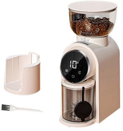 Elektrische Kaffeemühle, abnehmbar, Mahlwerk, tragbar, verstellbar, für Kaffeemaschinen, LCD-Touchscreen, mit 25 präzisen Mahleinstellungen, für 14 Tassen (weiß)