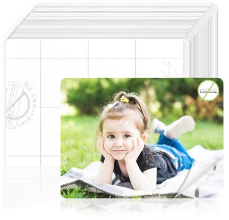 50 Stück Laminierfolie Selbstklebend 86x117mm 10,62 Mil Kaltlaminierfolie Ultraschallbilder Transparent Kalt Laminierfolien Laminieren Ohne Gerät für Visitenkarten Fotos Ausweise Speisekarten