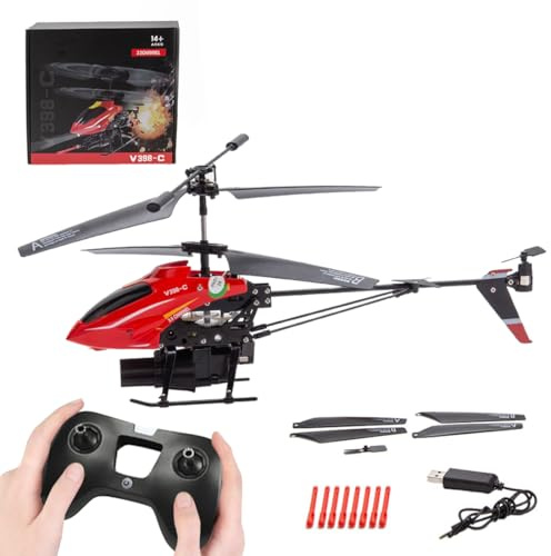 BlocteckToy RC Helicopters for Adults, V398-C Missile Aircraft 2.4G 4CH Dual-Blade RC Helicopter With Adjustable Left/Right Hand Throttle (RTF Version)