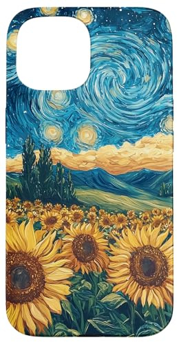Sunflower Floral Flower Van Gogh Style Starry Night Graphic Case for iPhone 15