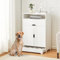 TUKAILAi Pet Feeder Station with Raised Dog Bowl, Wooden Dog Food Storage Cabinet Container with Drawer, Side Table with Elevated Pet Feeding Bowl for Food and Water White