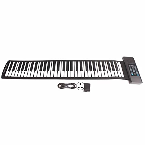 Gearwell Roll Up Piano, 61 keys folding keyboard, portable hand roll piano with MIDI function and LED digital display