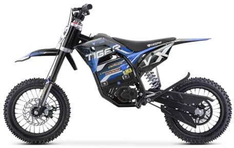 Nitro Motors 1000W 36V Lithium Eco midi Kinder Crossbike Tiger VX DLX 12 mit Hydraulischen Scheibenbremsen Neodym Magnet Motor Programmierbarem Steuergerät Hydr. Fahrwerk (blau)