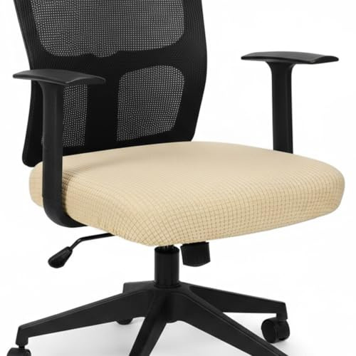 xinanalya Stretch Chair Seat Cover, Elastic Spandex Beige Round Slipcover | Stretch Spandex Seat Cover, 38-48cm Round Elastic Fit, Machine Washable Beige, Bar Stool Footstool Protector