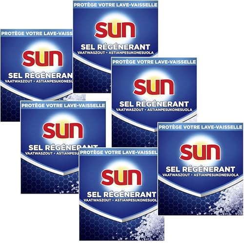 SUN CLASSIC - Sel Regénérant 1Kg pour lave-vaisselle - Lot de 6 - Offre économique