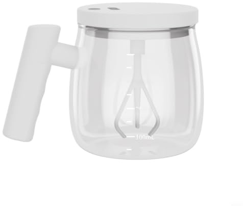 Glomc 1 taza eléctrica de vidrio mezclador, té de café recargable para licuadora con motor de 7000 rpm, carga tipo C, vidrio de borosilicato para viajes de oficina (color café inglés)