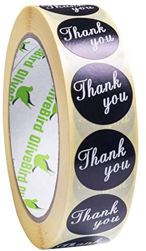 1000 Aufkleber Danke Schwarz Thank You Aufkleber Runde Etiketten Größe 25mm