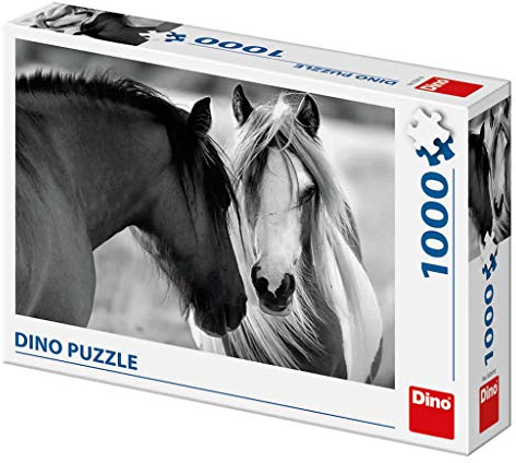 Dino Toys 532618 Schwarze und Weisse Pferde Puzzle, 1000 pcs