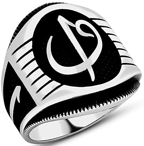 mysilverworld Elif Vav Herrenring aus massivem 925er Sterlingsilber, arabische Buchstaben, NA, NA