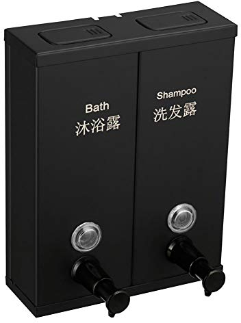 YHSGY Schwarzer Doppelkopf-Seifenspender Aus Edelstahl 304 Zur Wandmontage Seifenspender 1500Ml Handseifenflaschenspender