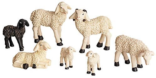 Sette pecore per il presepe e animali del presepe [Scala 9 cm - per figure alte 9 cm] Accessori per il presepe, Forniture per il presepe / Accessori per il presepe di Natale