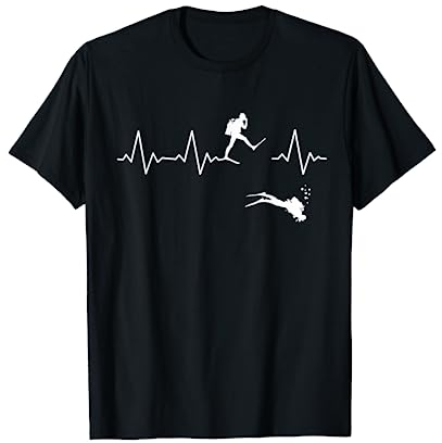 Taucher TShirt Herzschlag Heartbeat Puls EKG Lustig T-Shirt