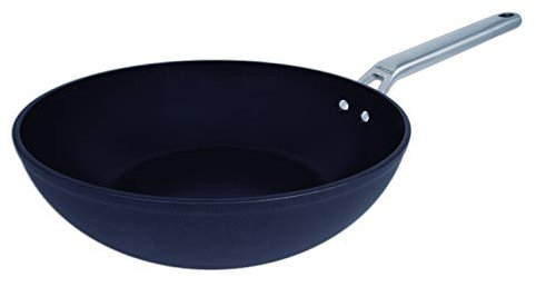 Arcos Serie Samoa, Wok Antiadherente 28x28 cm, Aluminio Forjado, Apta cualquier cocina, Mango Acero Inoxidable Efecto Frio, Sistema ahorro energético, Apta lavavajillas, Color Negro (717500)