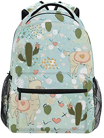Schulrucksack für Mädchen Alpaka Llmala mit Kaktus Herzen Kinder Schultaschen Rucksack Niedliche Büchertaschen Tagesrucksack Leichte Reise Laptoptasche Kleinkind Umhängetasche