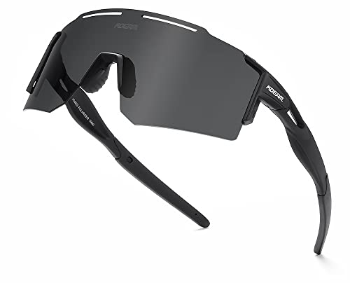 GoHZQ Polarised Sports Sunglasses for Men Womens Polarized Cycling Sunglasses UV400 Protection TR90 Superlight Frame Glasses for Driving, Fishing, Bike (Black)